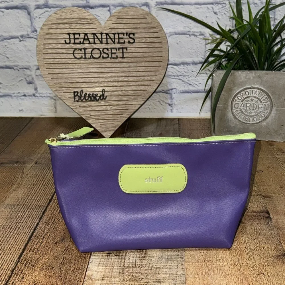 Jon Hart Design Grande Make Up Bag Zippered Pouch Cosmetic Toiletry Purple Green